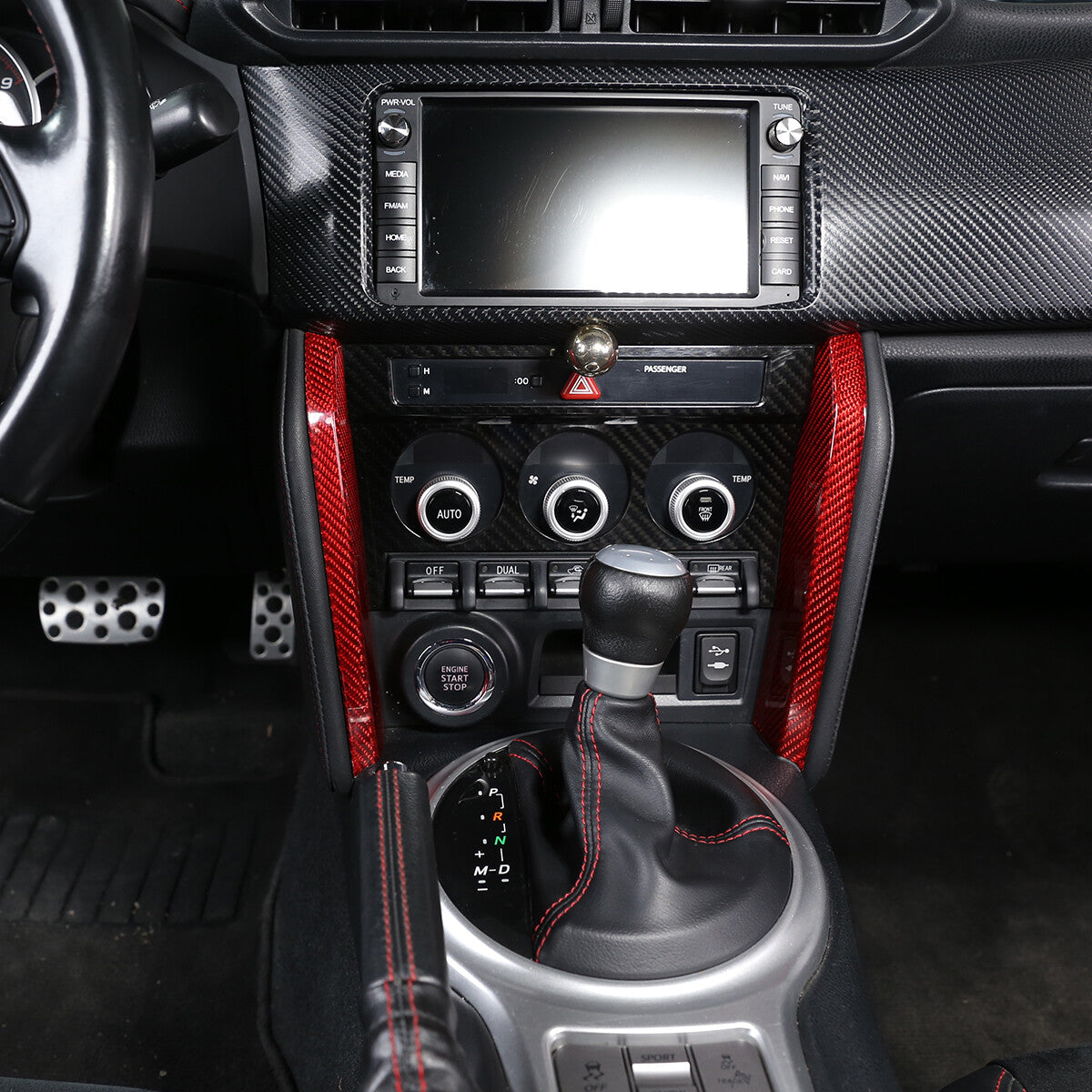 Red Carbon Fiber Center Control Side Panel Trim For Subaru BRZ Scion FR-S 12-20 3