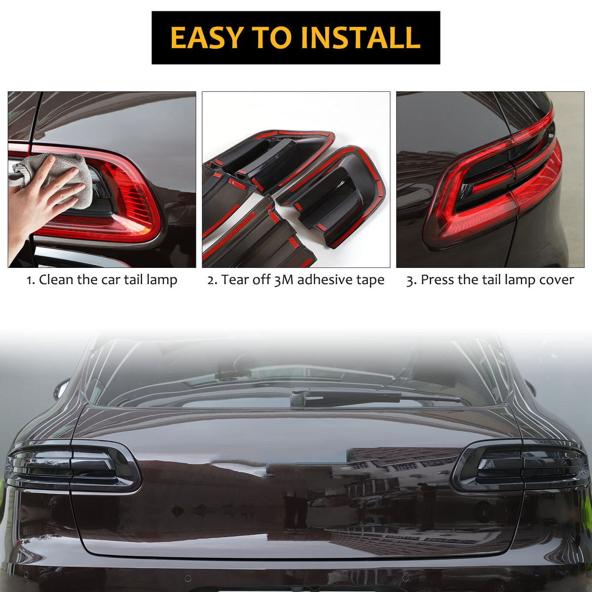 Smoked Blackout Rear Tail light Overlay Lens Cover For Porsche Macan 95B 15-18 11