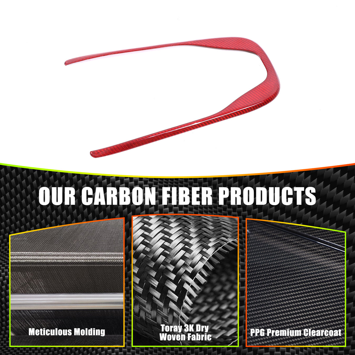 Red Real Carbon Fiber Interior Exterior Conosle Trim Cover For Lotus EMIRA 21-25 144