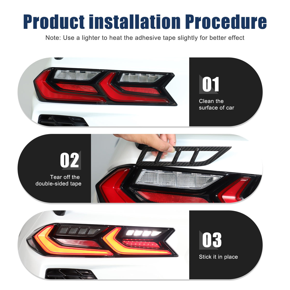 Real Carbon Fiber Reverse Light Protector Frame Trim For Corvette C8 2020+ 5