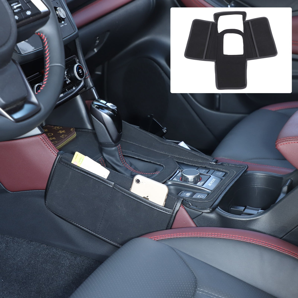 Suede Cloth Center Console Gear Shift Trim Cover For Subaru Forester SK 19-24 US 15
