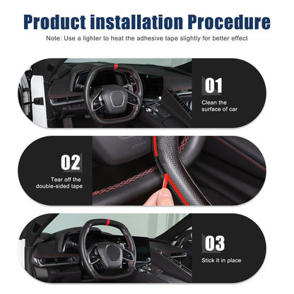 Red Top Honeycomb Carbon Fiber Steering Wheel Trim Cover For Corvette C8 2020+ 4