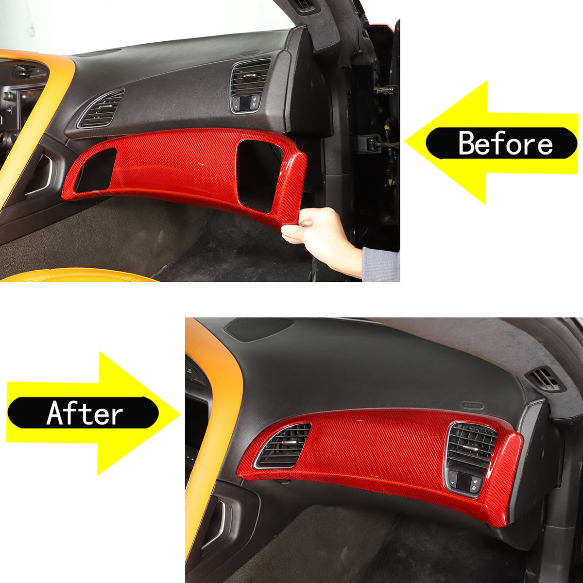 Red Real Carbon Fiber Interior Center Full Trim Set Kit For Corvette C7 2014-19 - Variants 11-13 6