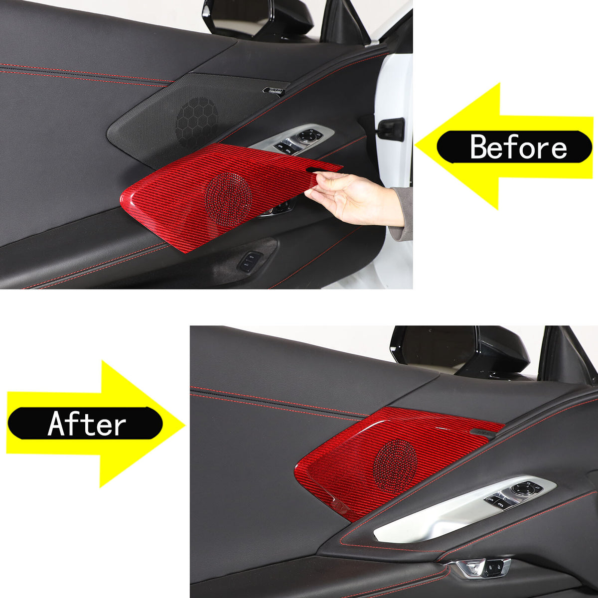 Red Real Carbon Fiber Interior Full Decor Cover Trim Kit for Corvette C8 2020-25 - Variants 26-30 12