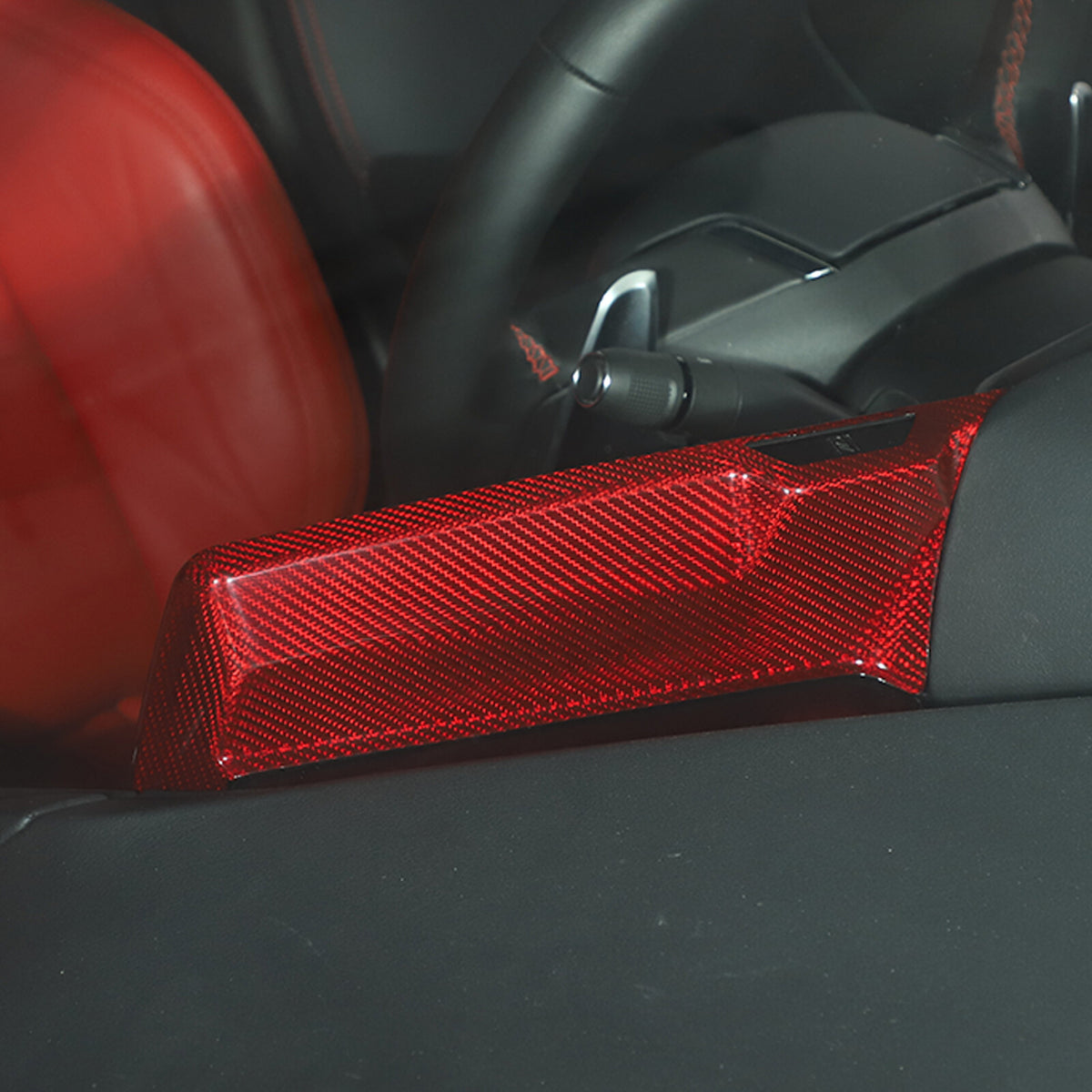 Red Real Carbon Fiber Full Interior Set Decor Trim Kit for Corvette C8 20-25 178