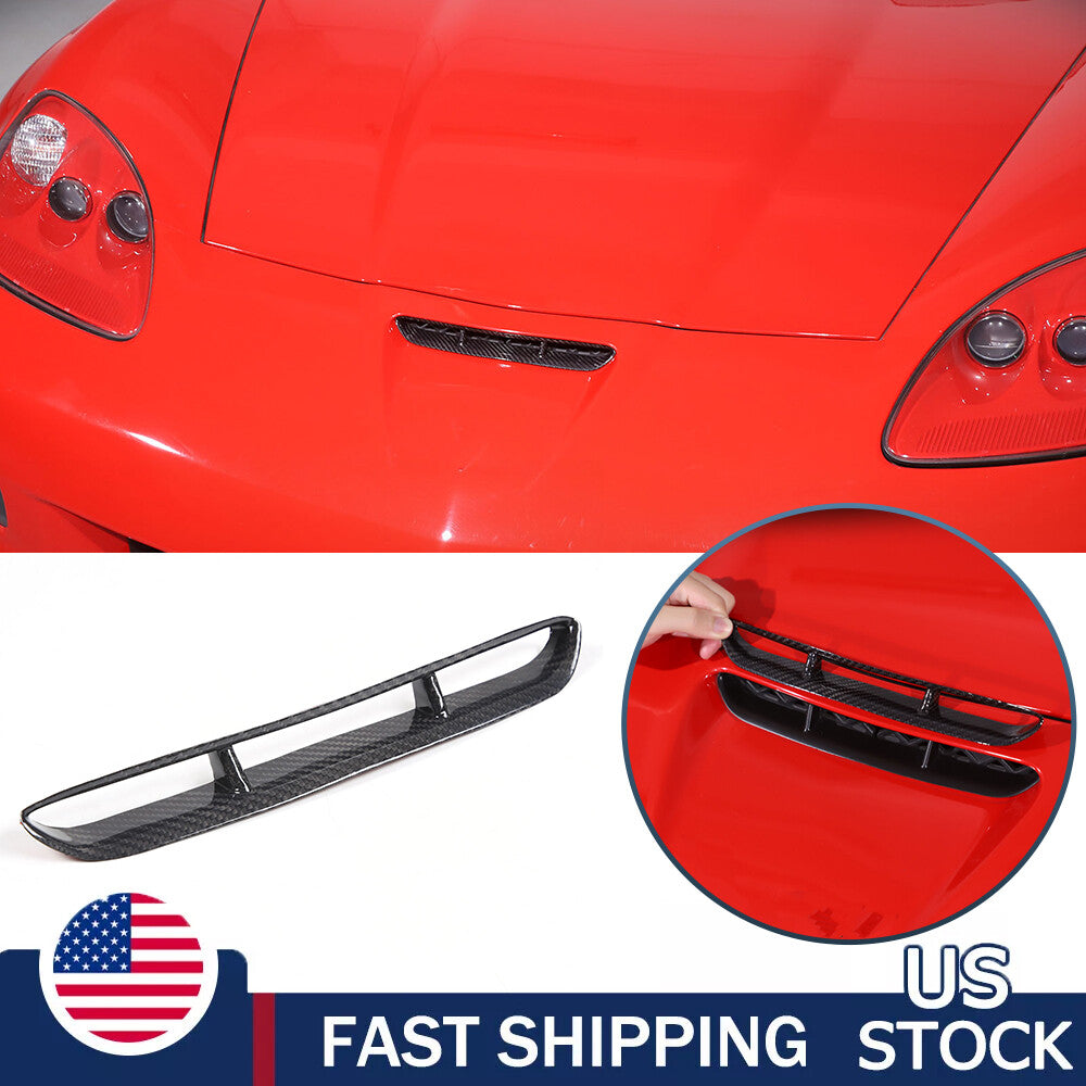 Real Carbon Fiber Front Engine Hood Bonnet AirVent Trim For Corvette C6 05-13 US 1