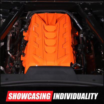 Orange Engine Bay Panel Cover Trim in Edge Blue For Corvette Coupe C8 2020-2026 19