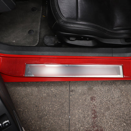 Red Carbon Fiber Door Sill Scratch Resistant Trim Sticker For Corvette C7 14-19 10