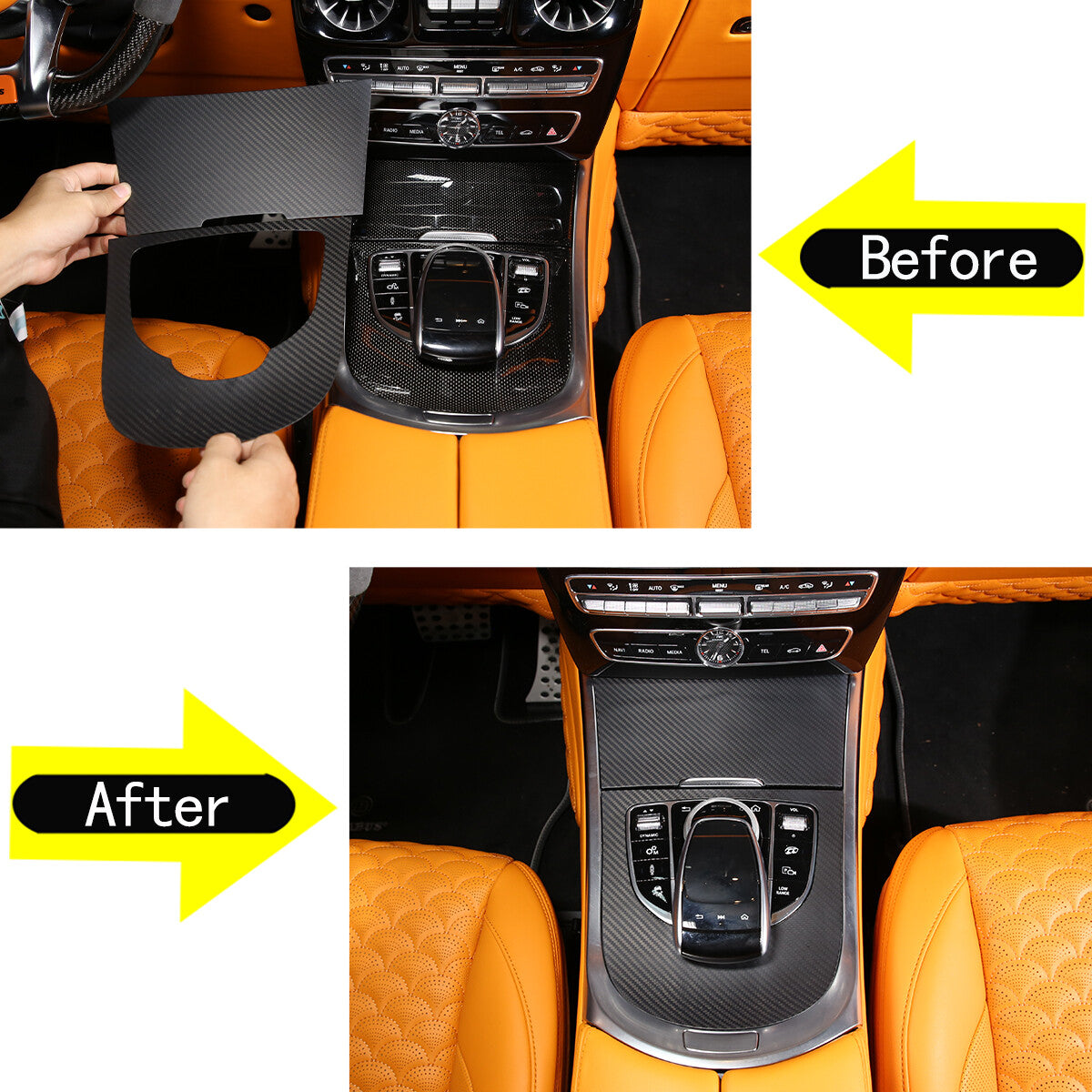 Carbon Fiber Central Gear Shift Panel trim For Mercedes Benz G Class 19-20 11