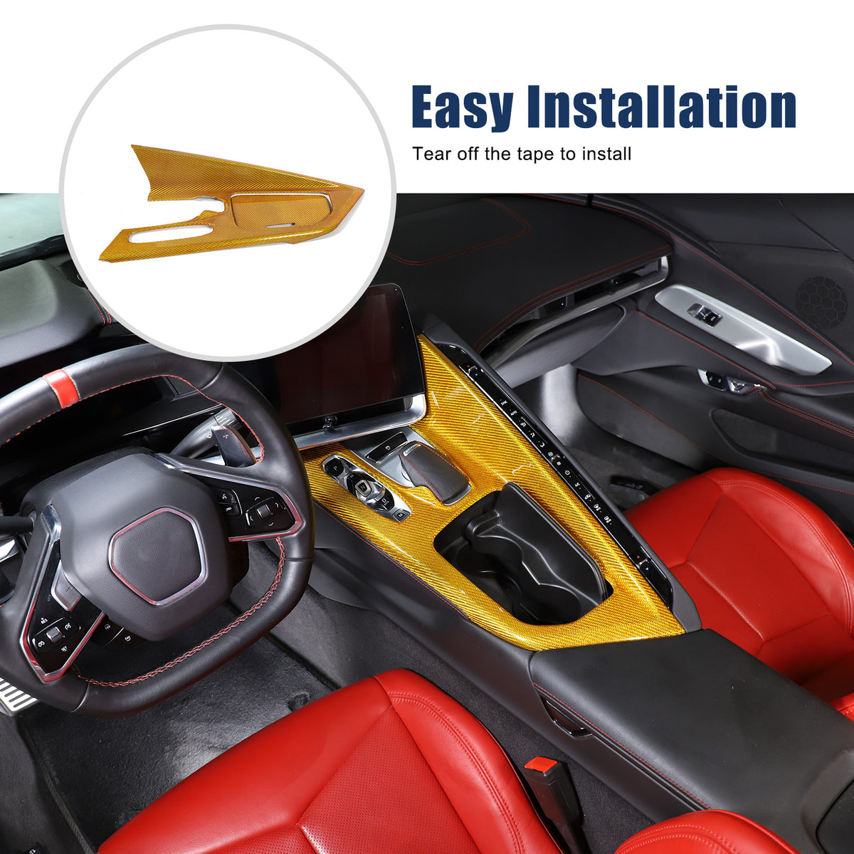 Real Carbon Fiber Center Console Gear Shift Panel Cover For Corvette C8 2020-25 1