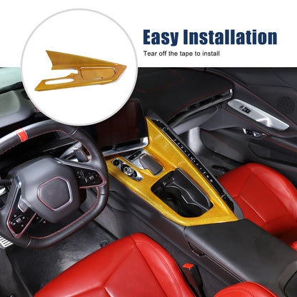 Real Carbon Fiber Center Console Gear Shift Panel Cover For Corvette C8 2020-25 1
