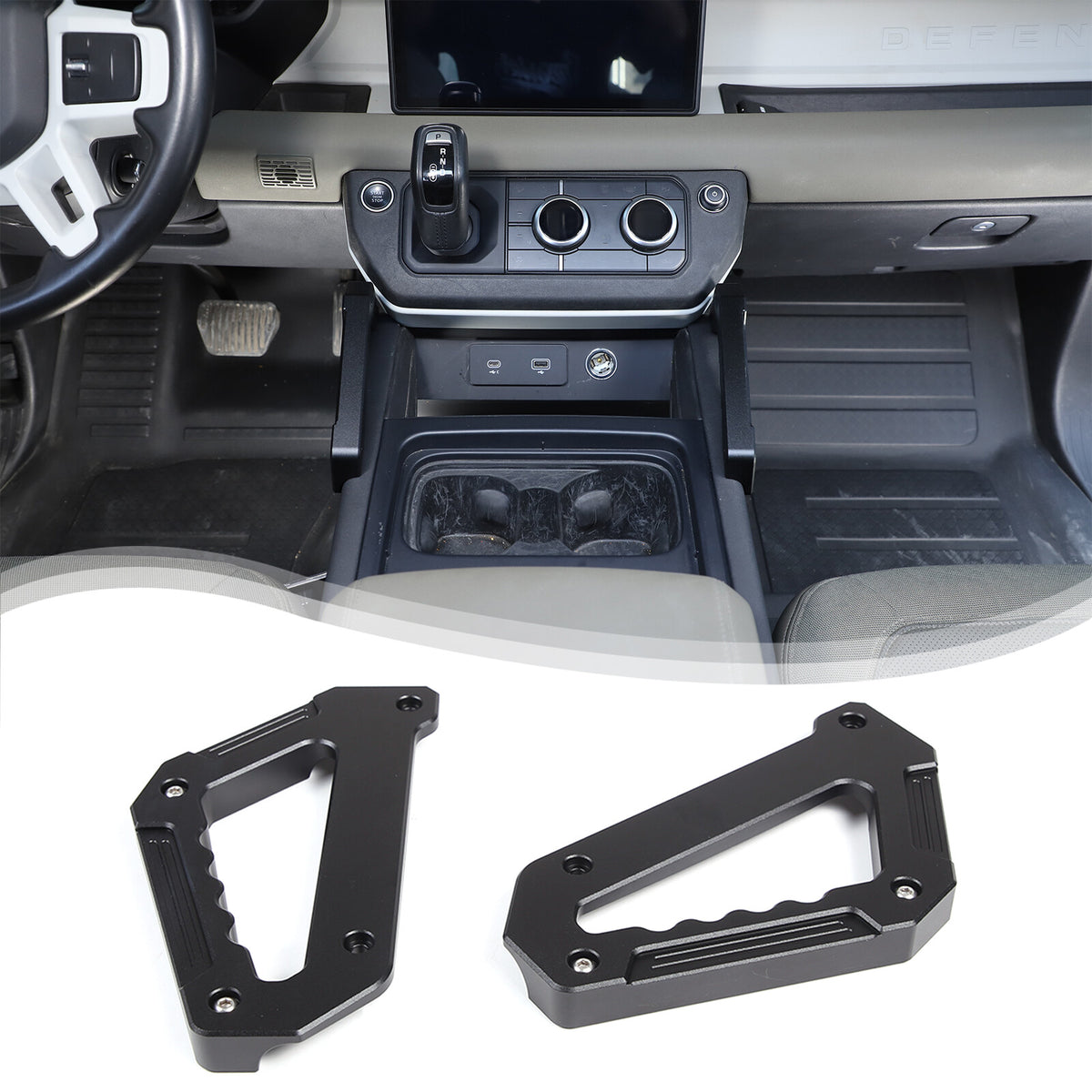 Black Alloy Door Pull Handle Armrest Panel Cover trim For LR Defender 2020-24 11