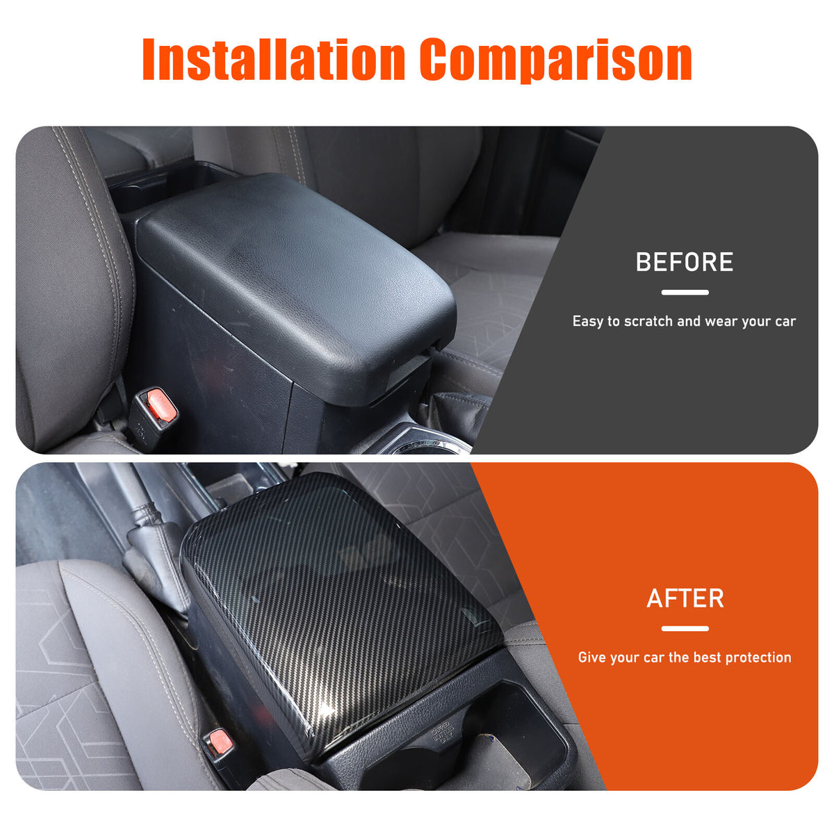 Carbon Fiber Style Center Console Armrest Box Cover For Toyota Tacoma 2016-23 17