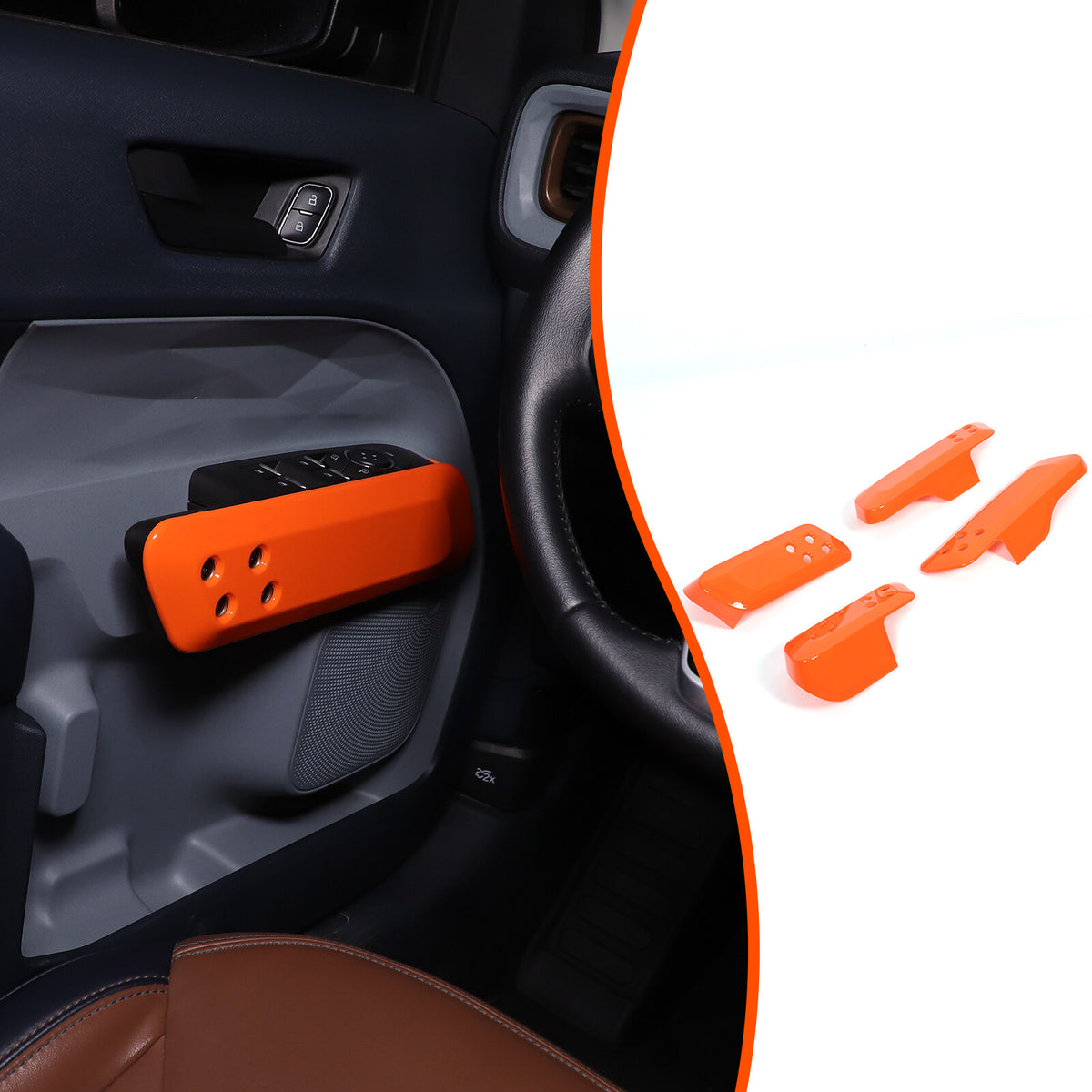 Orange ABS Interior Door Handle Panel Trim For Ford Maverick 2022+ US 13