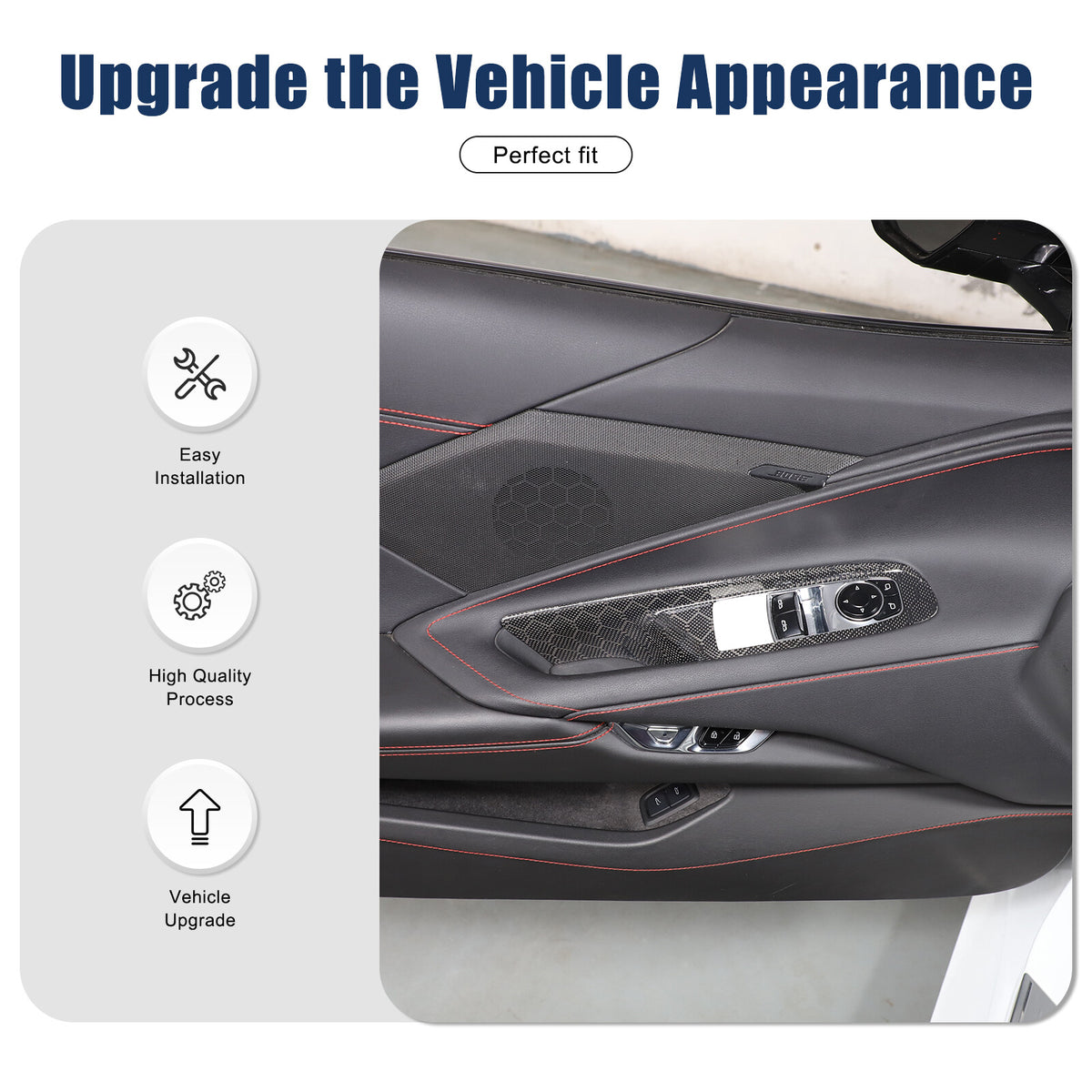 Honeycomb Carbon Fiber Window Lift Switch Panel Trim For Corvette C8 Convertible 6