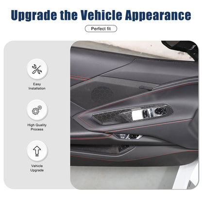 Honeycomb Carbon Fiber Window Lift Switch Panel Trim For Corvette C8 Convertible 6