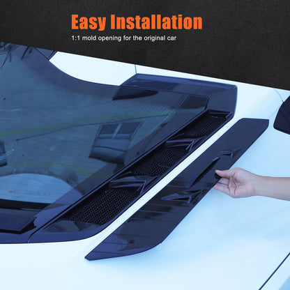 ABS Piano Black Rear Hood Wash Waterproof Trim Cover For Corvette C8 2020+ 17
