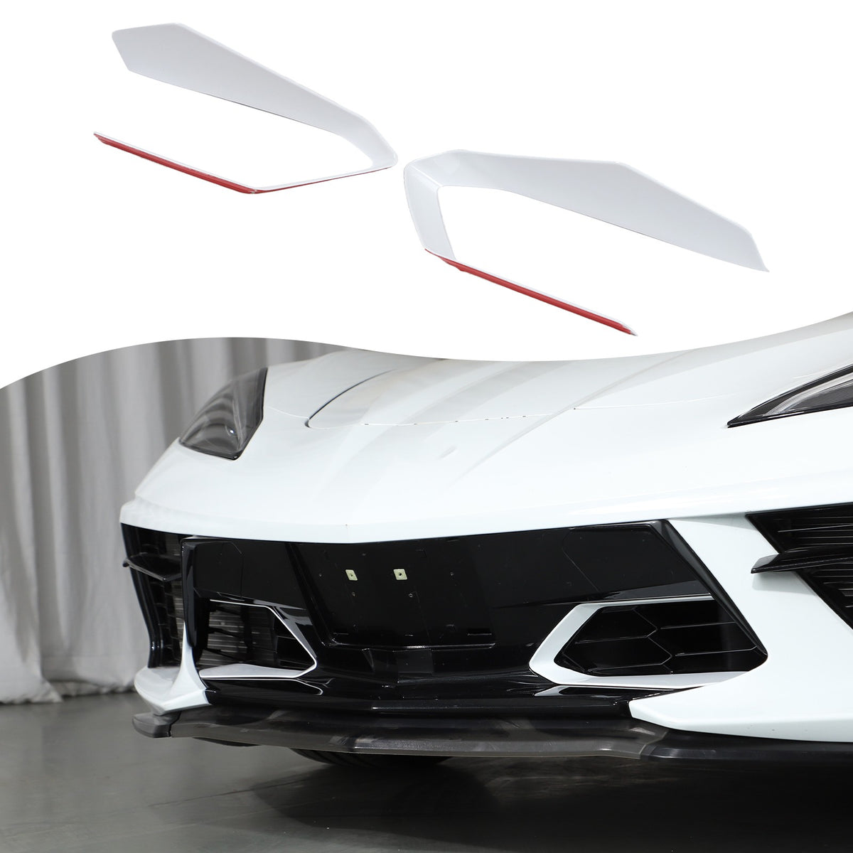 White ABS Front Bumper Center Grille Frame Trim For Corvette C8 2020+ 1