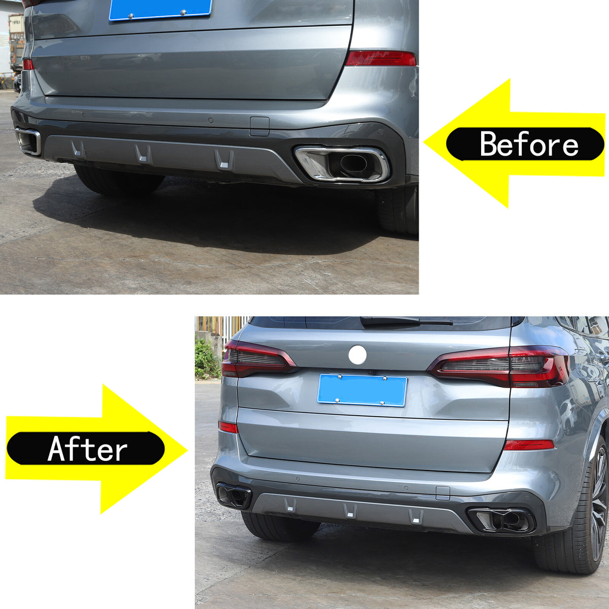 Black Rear Tail Pipe Cover Trim For BMW X5 X6 X7 M60 2019+ 15
