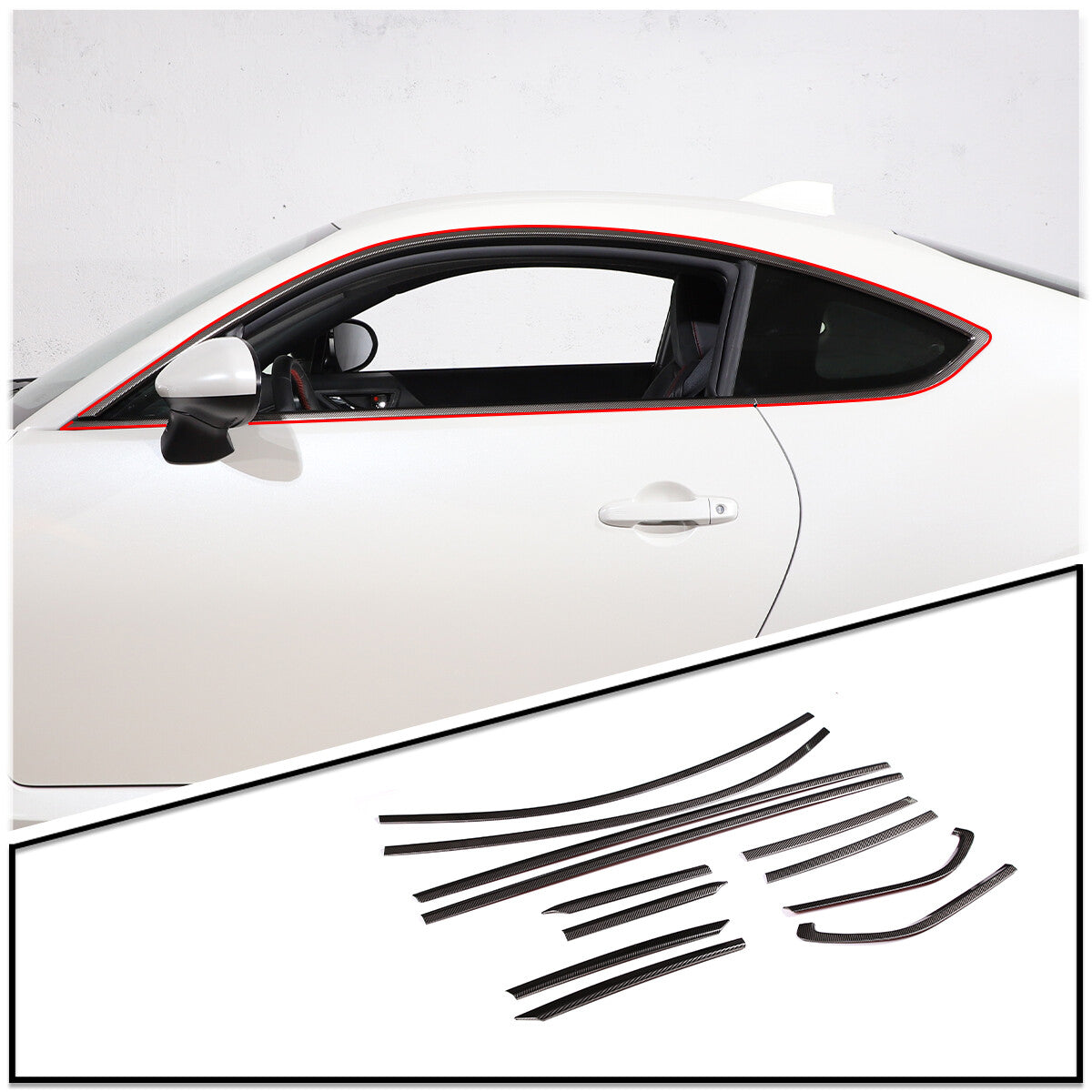 Steel Car Window Molding Trim Decoration Strips For Subaru BRZ 22 8
