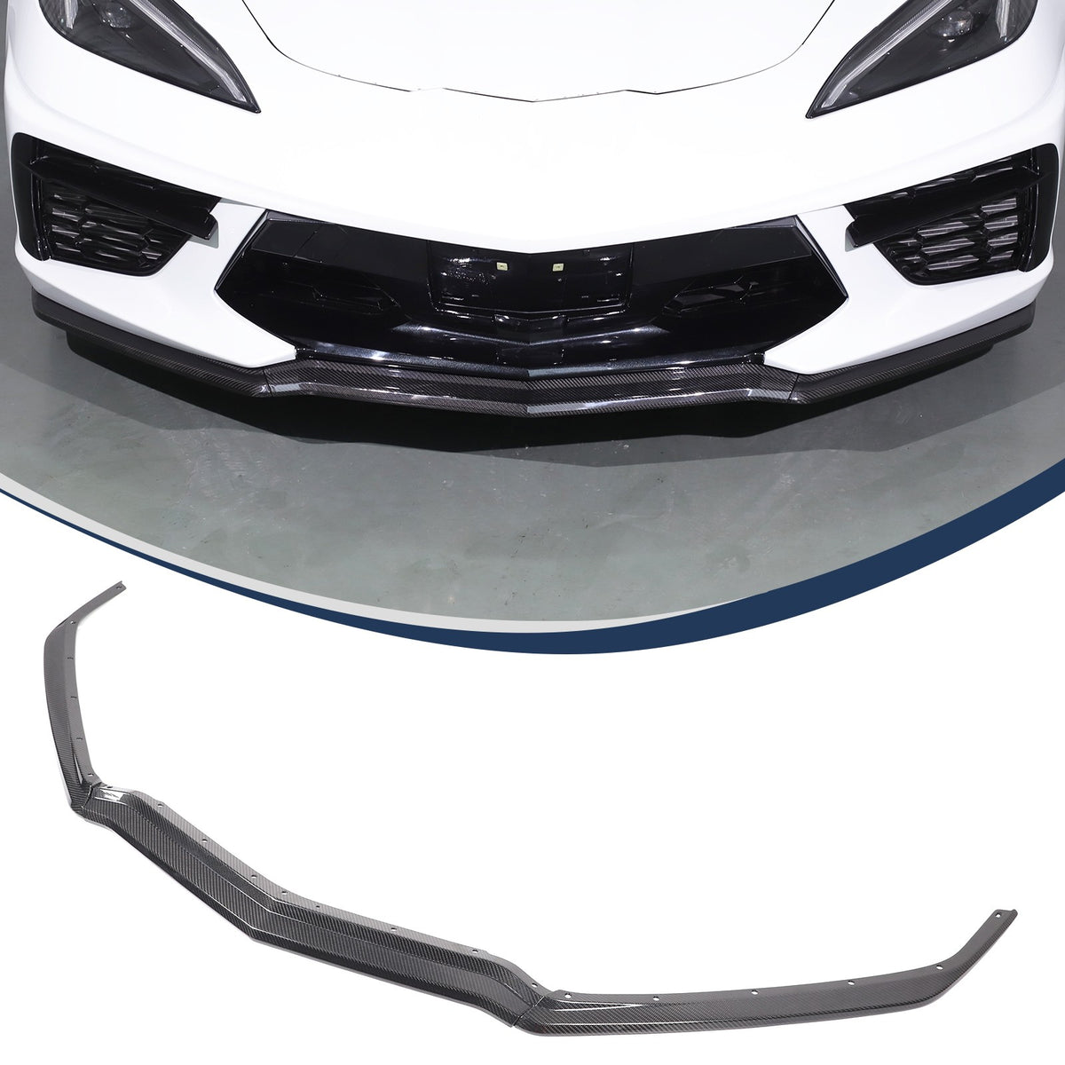 Real Carbon Fiber Front Bumper Lip Splitter For 20-26 Corvette C8 Z51 Stingray 2