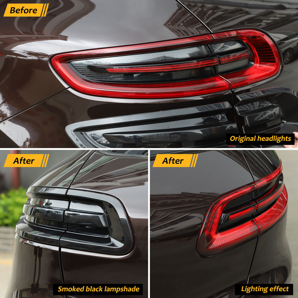 Smoked Blackout Rear Tail light Overlay Lens Cover For Porsche Macan 95B 15-18 7