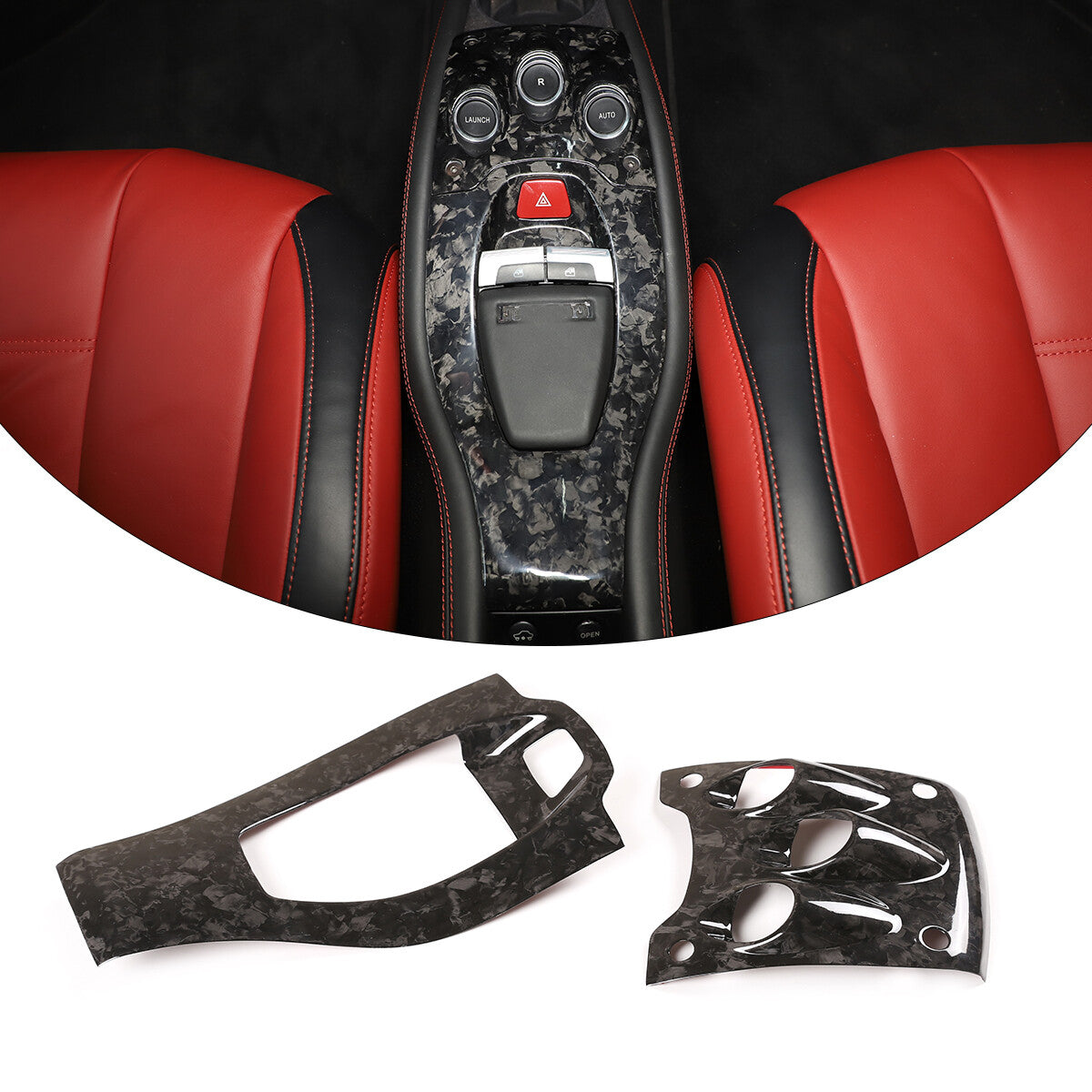 Forged Carbon Fiber Console Gear Shift Switch Button Panel For Ferrari 458 11-16 1