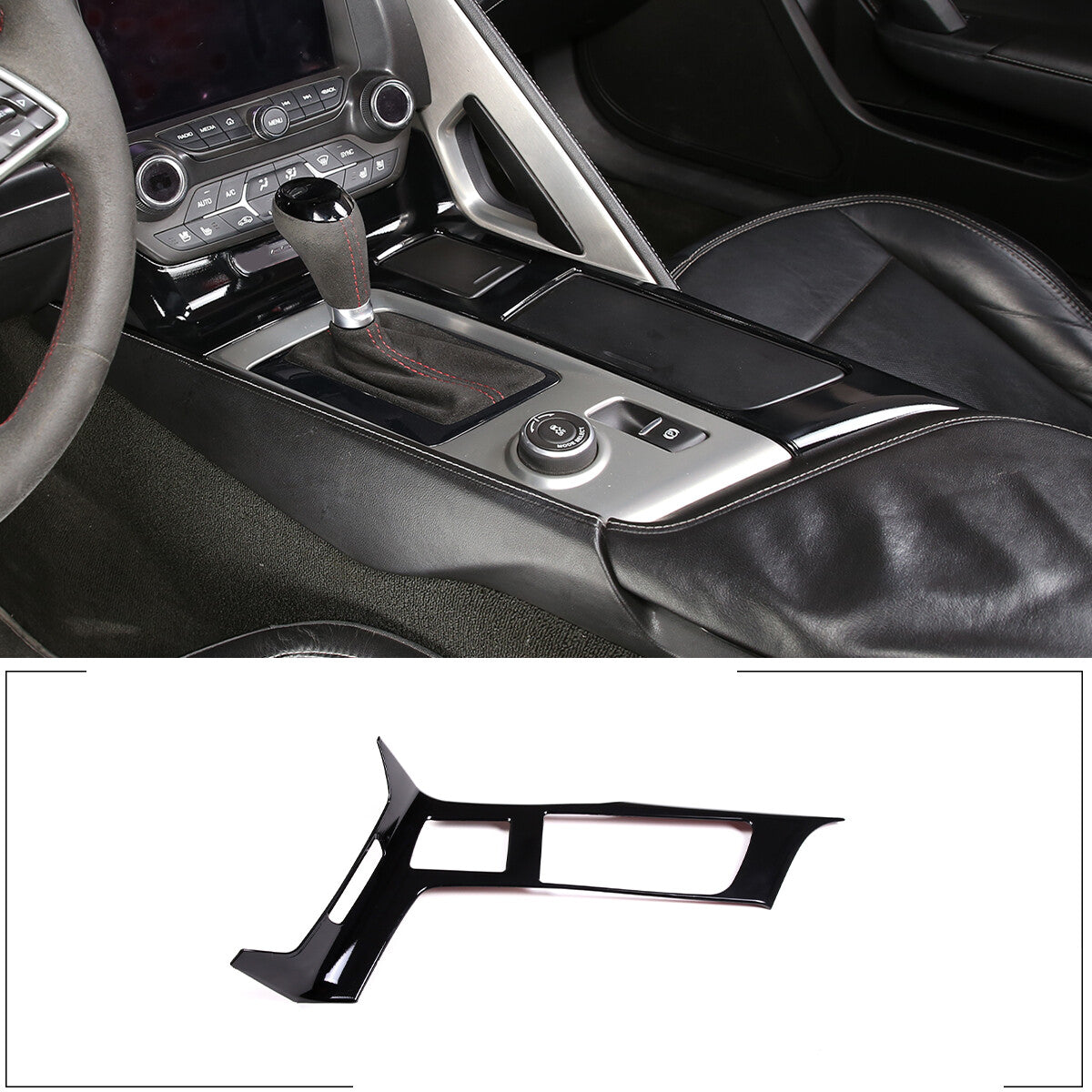 Glossy Black Interior Gear Shift Panel Cover For Corvette C7 2014-2019 7