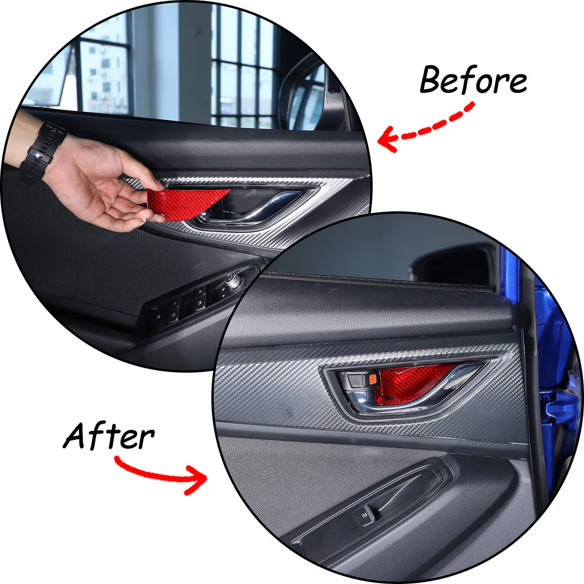 Red Real Carbon Fiber Inner Door Bowl Trim Cover For Subaru WRX VB 2022+ 6