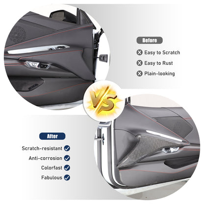 Real Honeycomb Carbon Fiber Interior Door Panel Cover Trim For Corvette C8 20-26 8