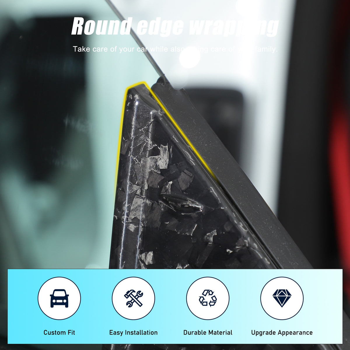 Forged Real Carbon Fiber A-Pillar Triangle Trim Cover For Corvette C8 2020+ 16