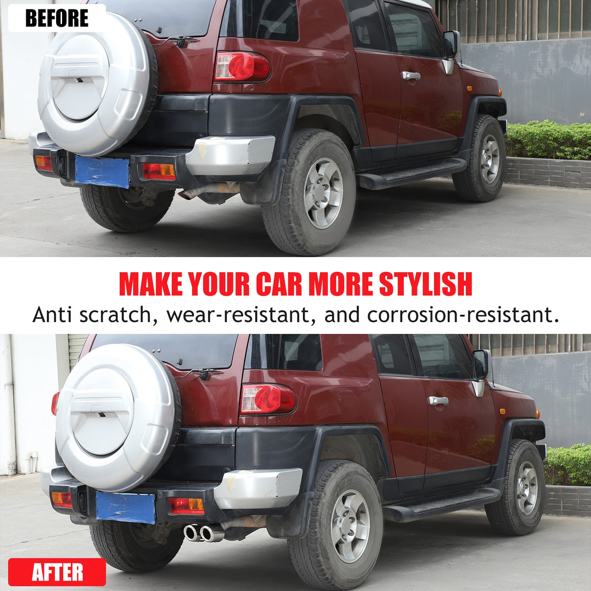 Silver Stainless Steel Exhaust Tail Pipe Tip For Toyota FJ Cruiser 2007-2021 4