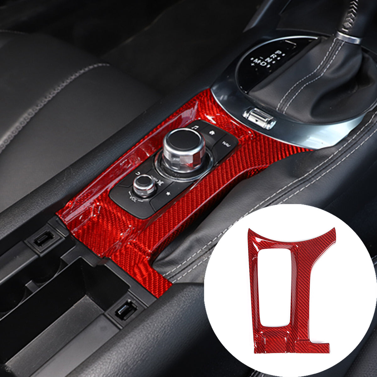 Red Real Carbon fiber Center Multimedia Panel Cover Trim For Mazda MX-5 2016-23 7