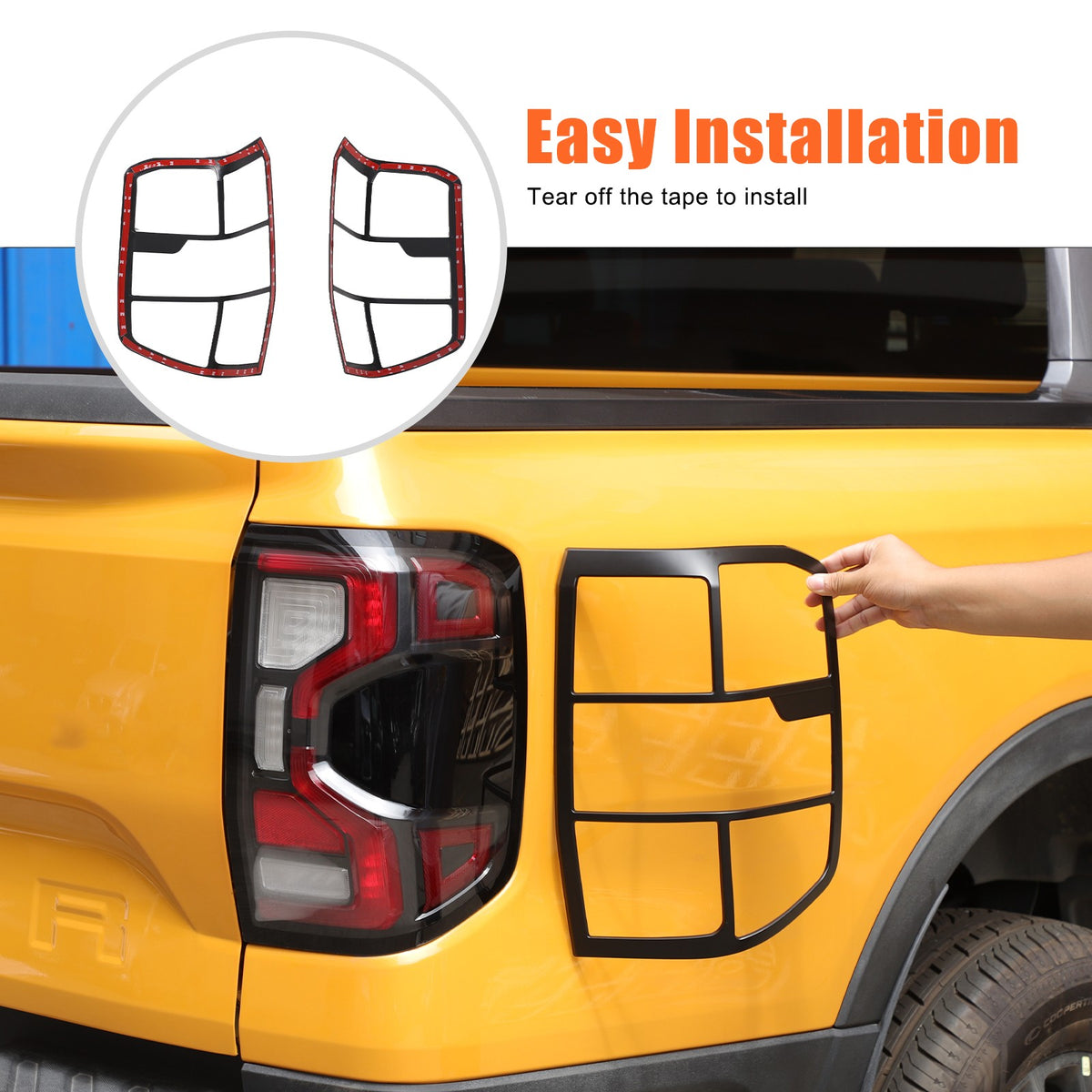 Matte Black ABS Tail Light Frame Trim For Ford Ranger T9 2023+ US 8