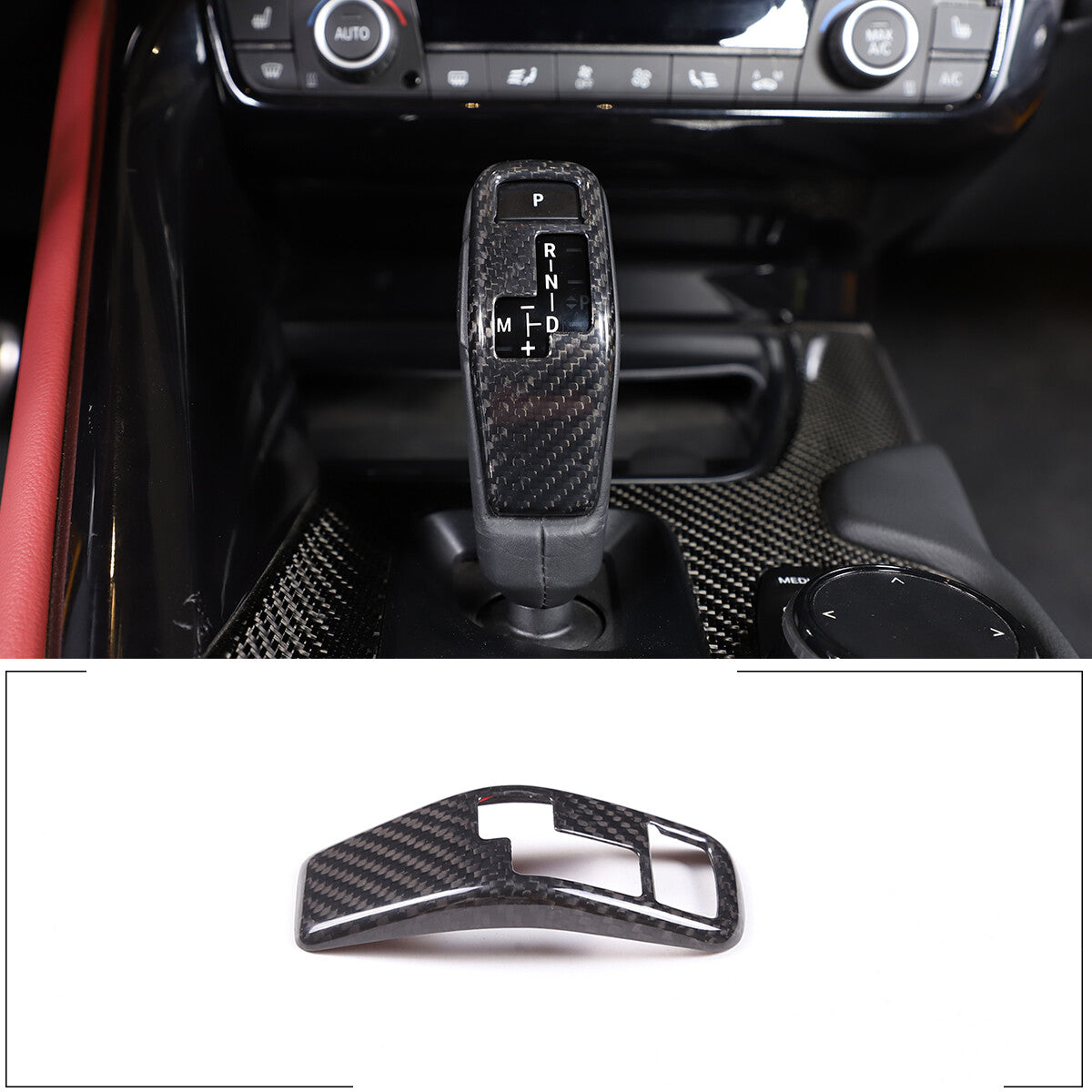 2pcs Carbon fiber Gear Shift Knob Handle Trim Cover For Toyota Supra A90 2019-22 2