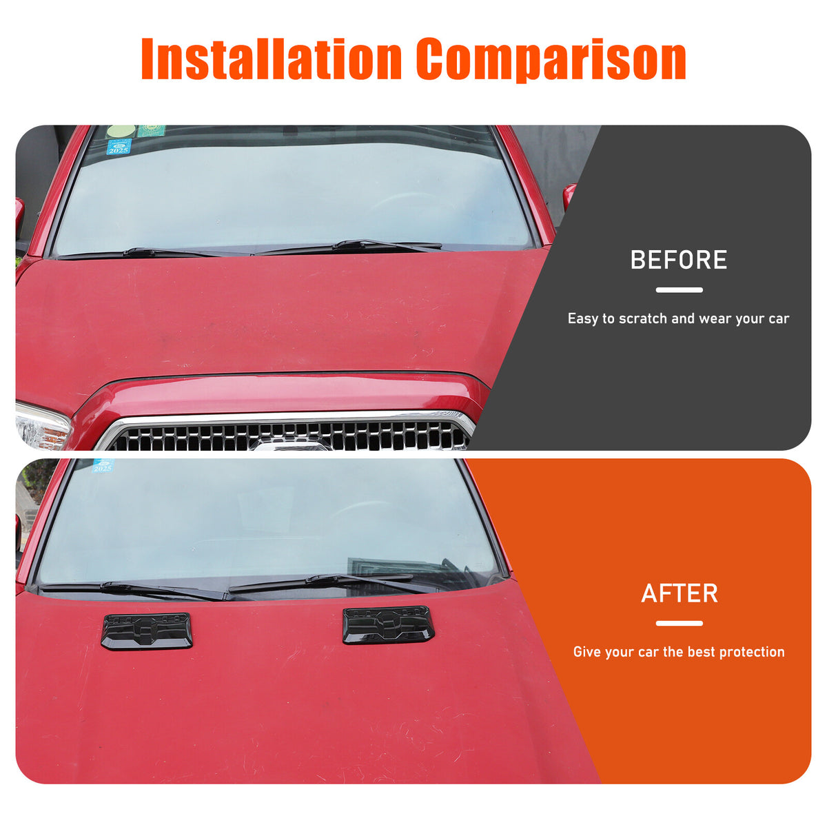 Glossy Black Hood Engine Air Vent Cover Trim For Toyota Tacoma 2015-2022 US 18