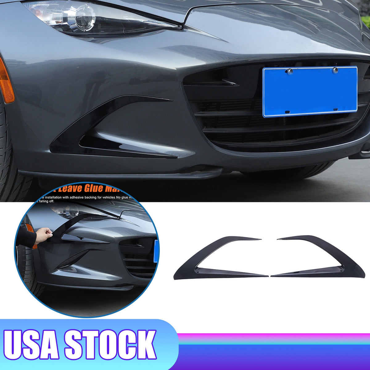 Gloss Black Front Side Vent Fin C Canards Splitter For Mazda MX-5 Miata 2016-23 1