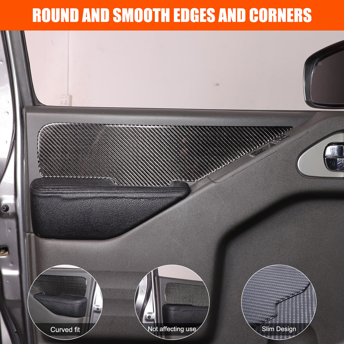 Carbon Fiber Door Armrest Side Panel Trim Sticker For Nissan Frontier 2005-2021 2