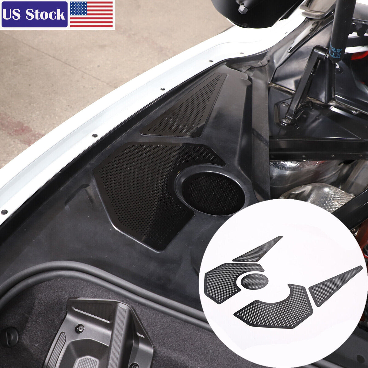 Engine Bay Side Black Stainless Steel Cover Plate Net For 20-26 Corvette C8 US 1