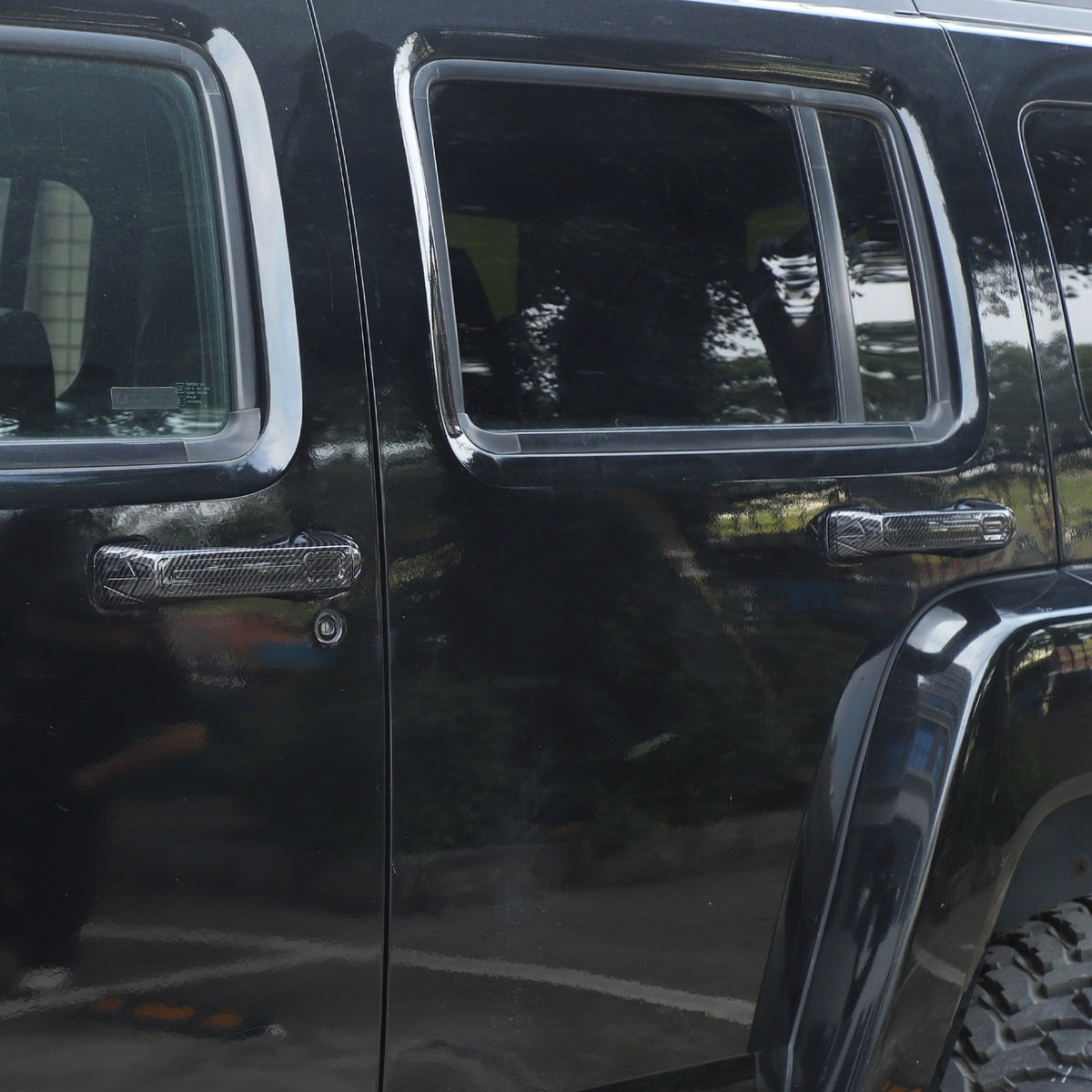 ABS Carbon Fiber Door Handle + Tailgate Cover Trim Bezel For Hummer H3 2005-2009 13