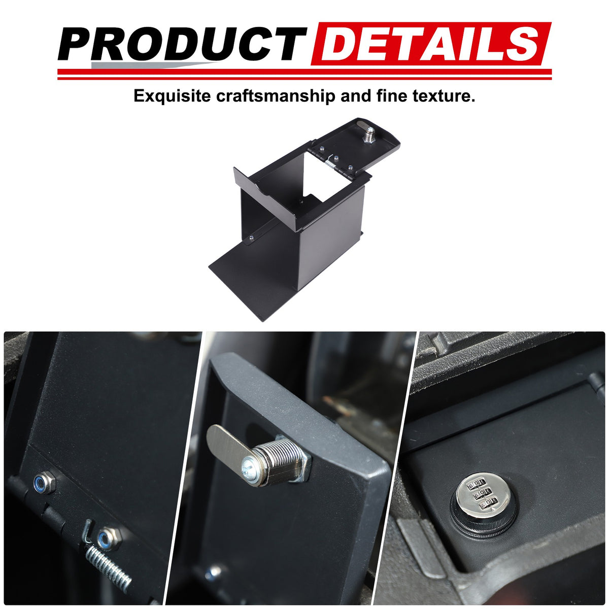 Steel Center Console Safe GUN Storage Lock Box W/ Tray For Hummer H3 2005-2009 18