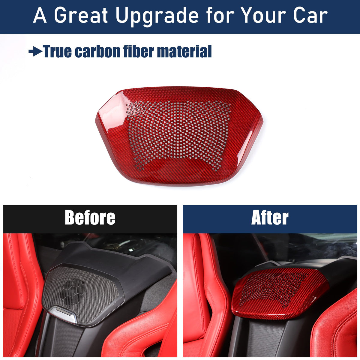 Real Carbon Fiber Rear Speaker Grill Cover For Corvette C8 2LT 3LT 2020+ 24