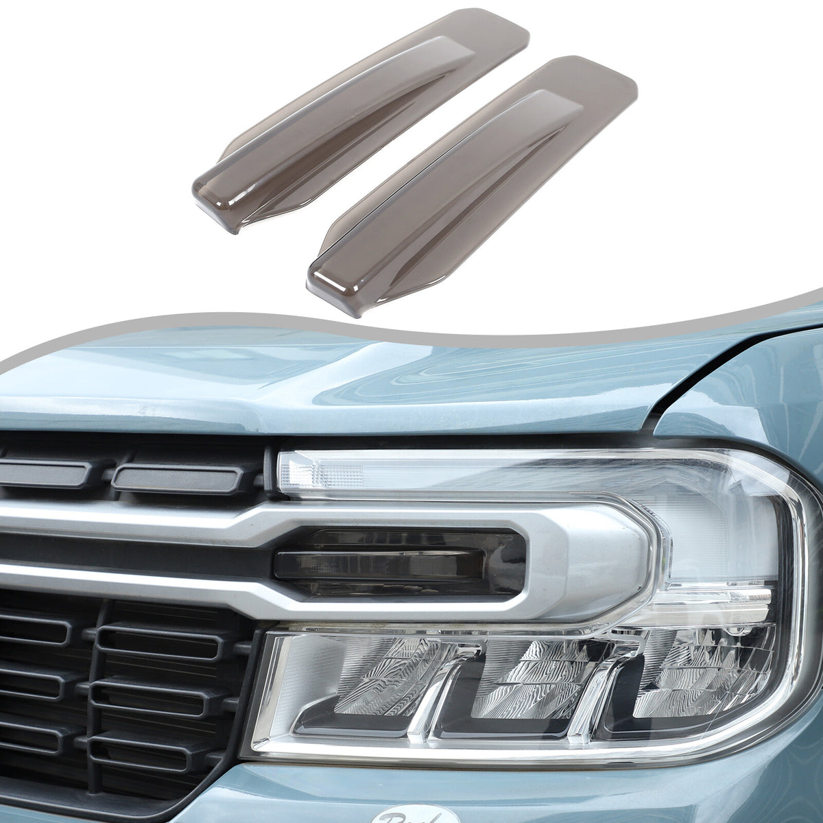 Smoked Black Front Rear Tail Light Emblem Cover Trim Set For Ford Maverick 22+ 4