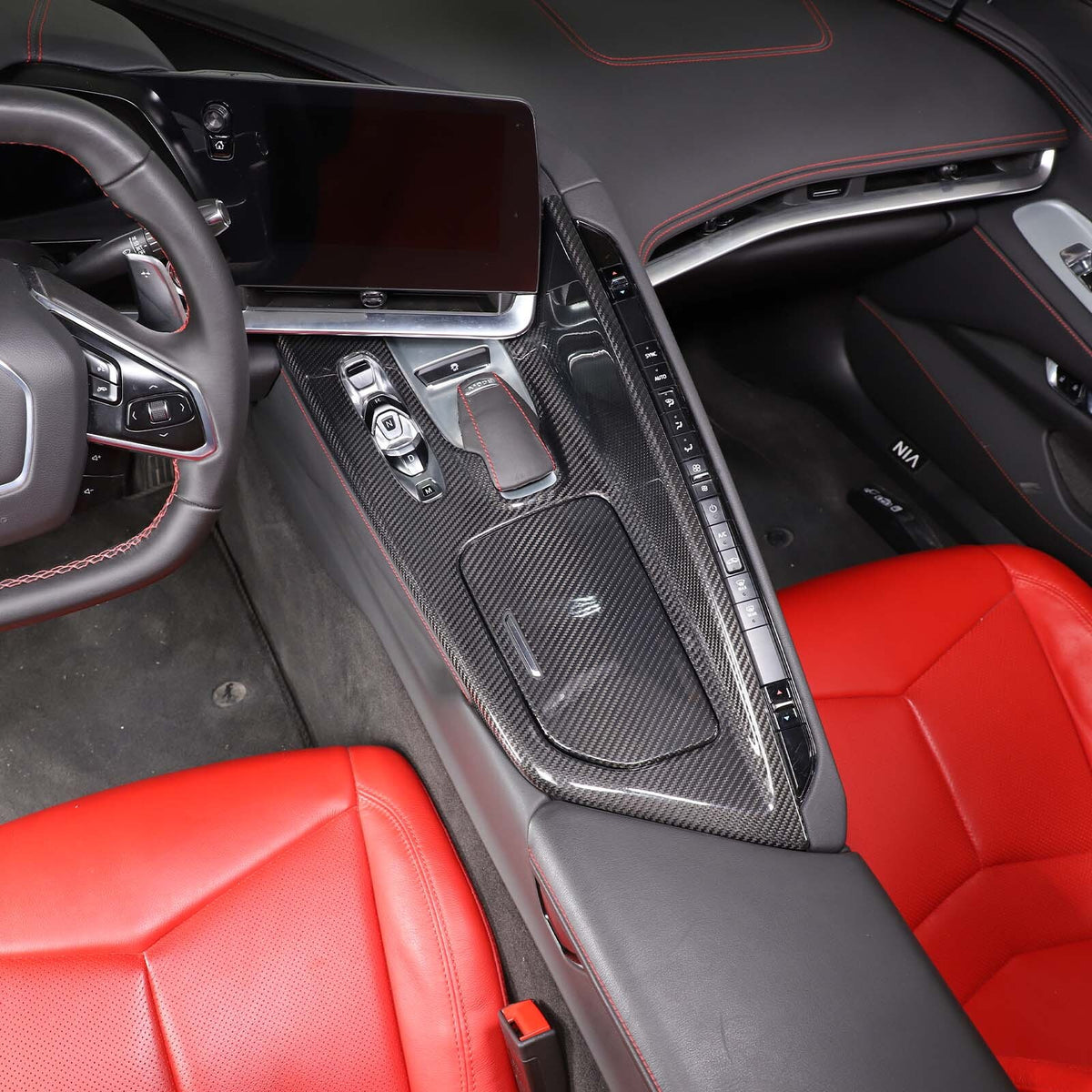 Real Carbon Fiber Console Gear Shift Panel Trim For C8 Corvette Z06 Z51 20-25 18
