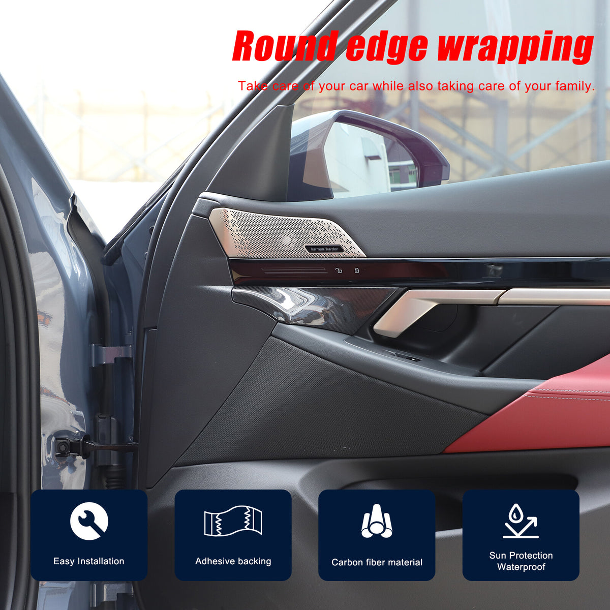 Real Carbon Fiber Interior Door Handle Cover Trim For BMW 5 Series G60 i5 2024+ 5