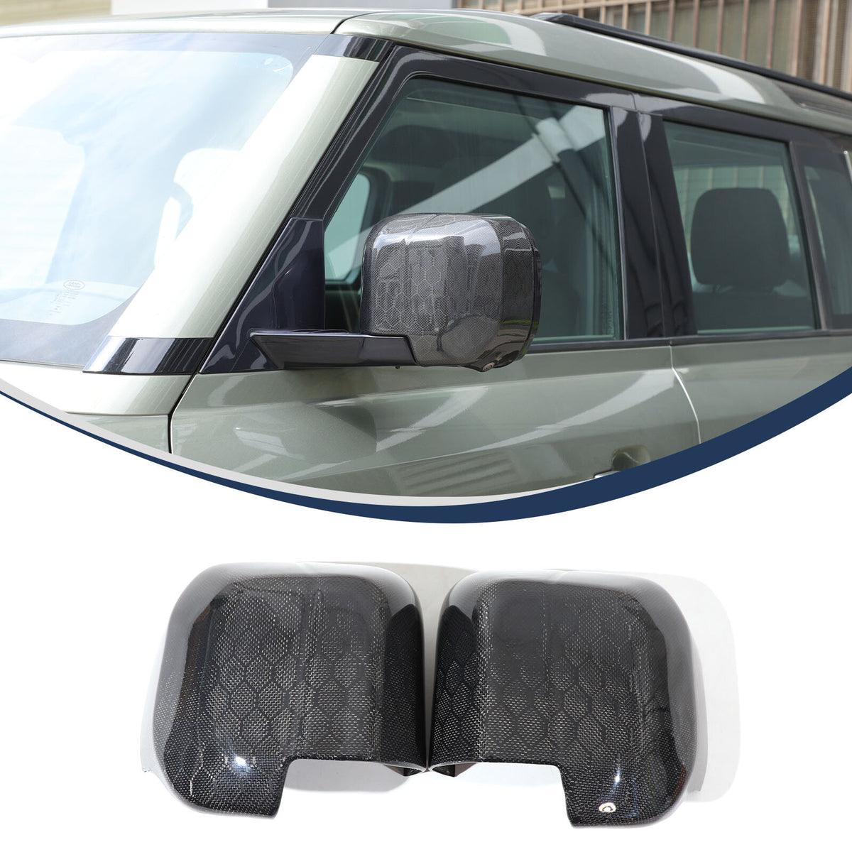 Honeycomb Carbon fiber Side Rear Mirror Cover Caps Trim For LR Defender 2020-24 4