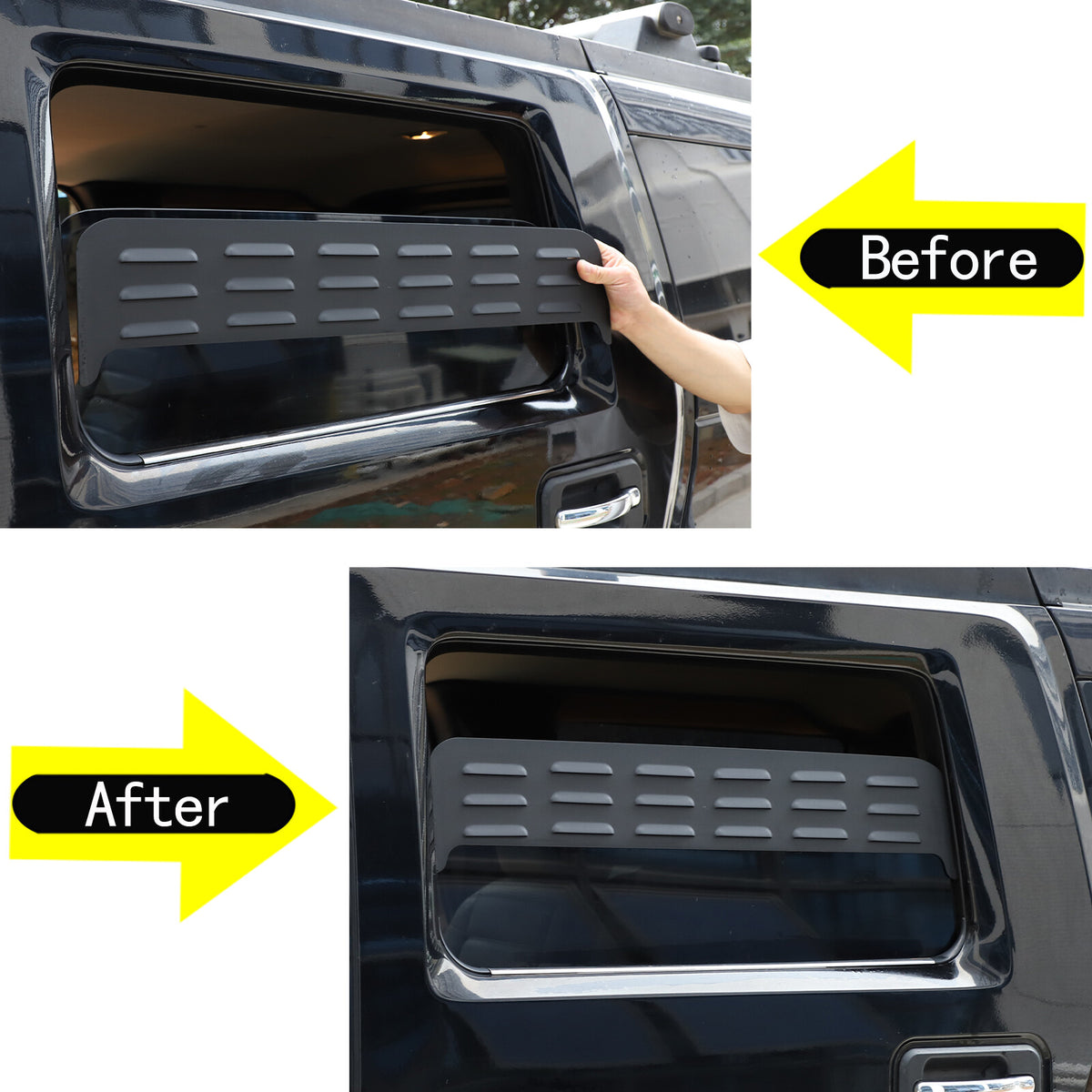 Black Alloy Wagon 2nd Row Door Window Air Vents Screens For Hummer H2 2003-09 US 3