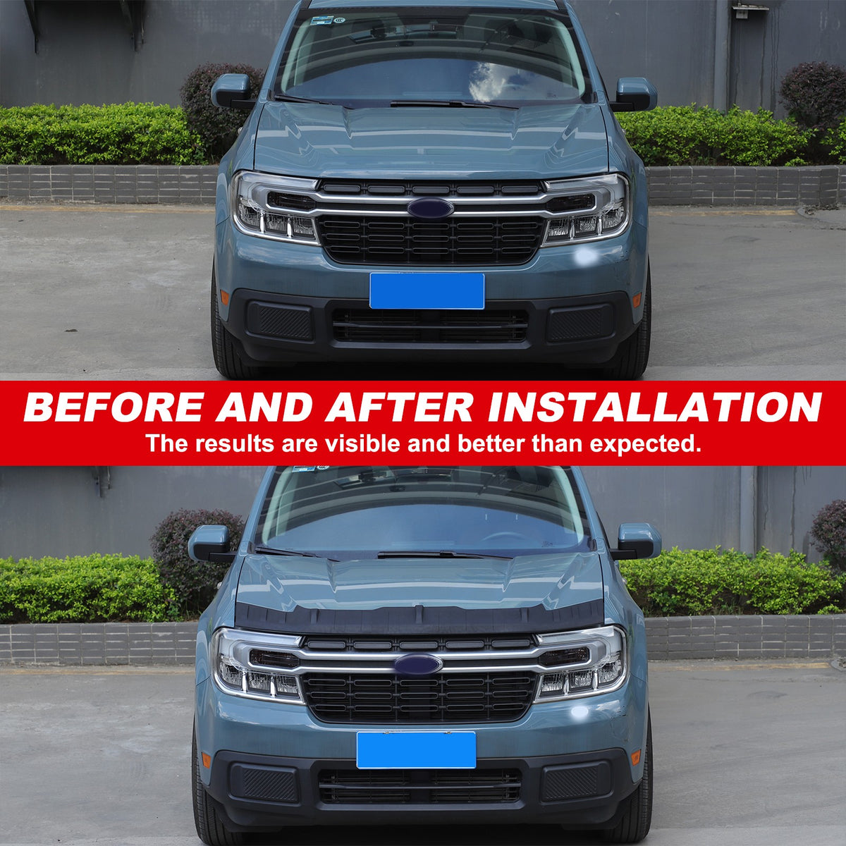 PU Leather Car Bonnet Hood Bra Wind & Bug Deflectors For Ford Maverick 2022+ US 4
