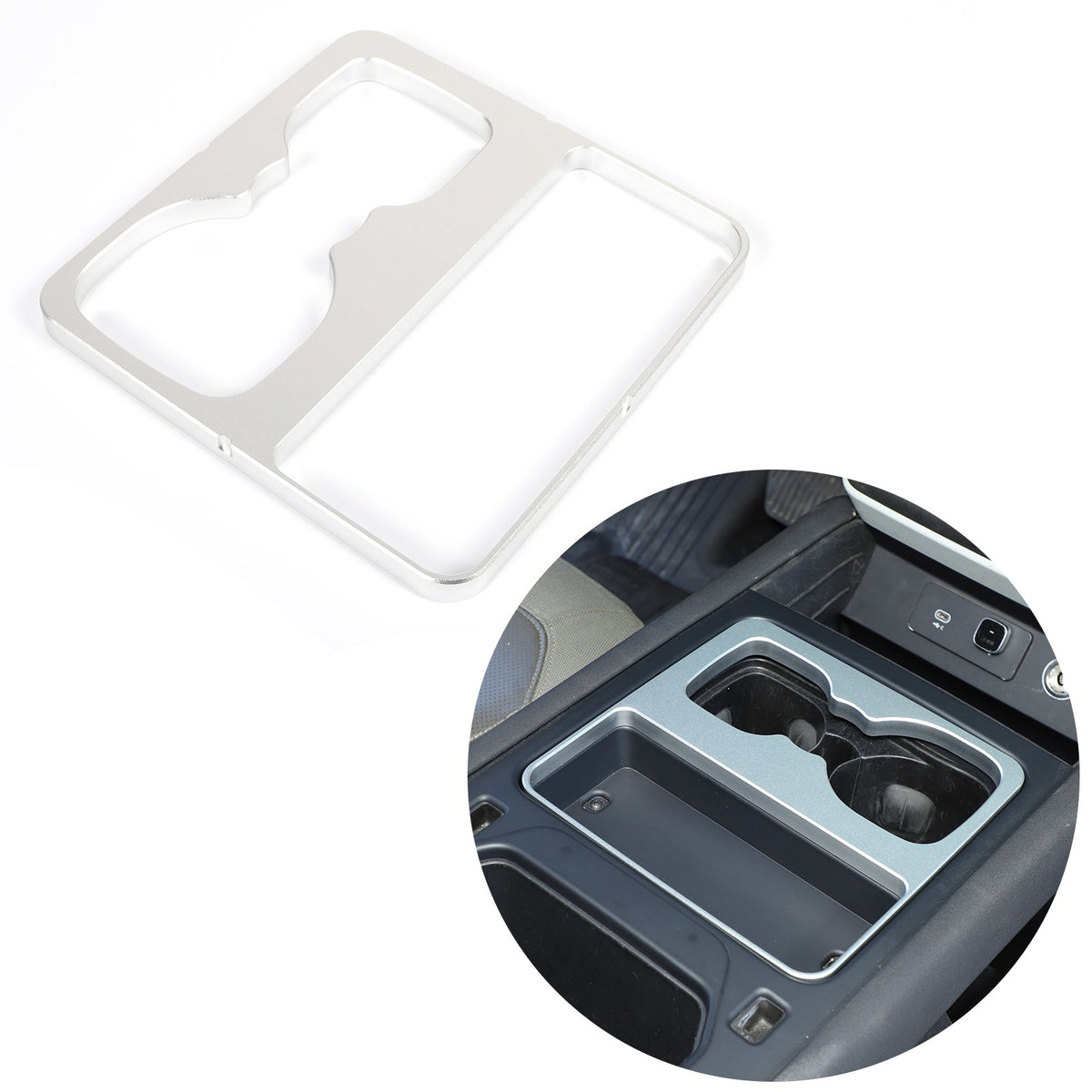 Silver Aluminum Cup Holder Elevation Pad Trim For LR Defender L663 2020-2021 6