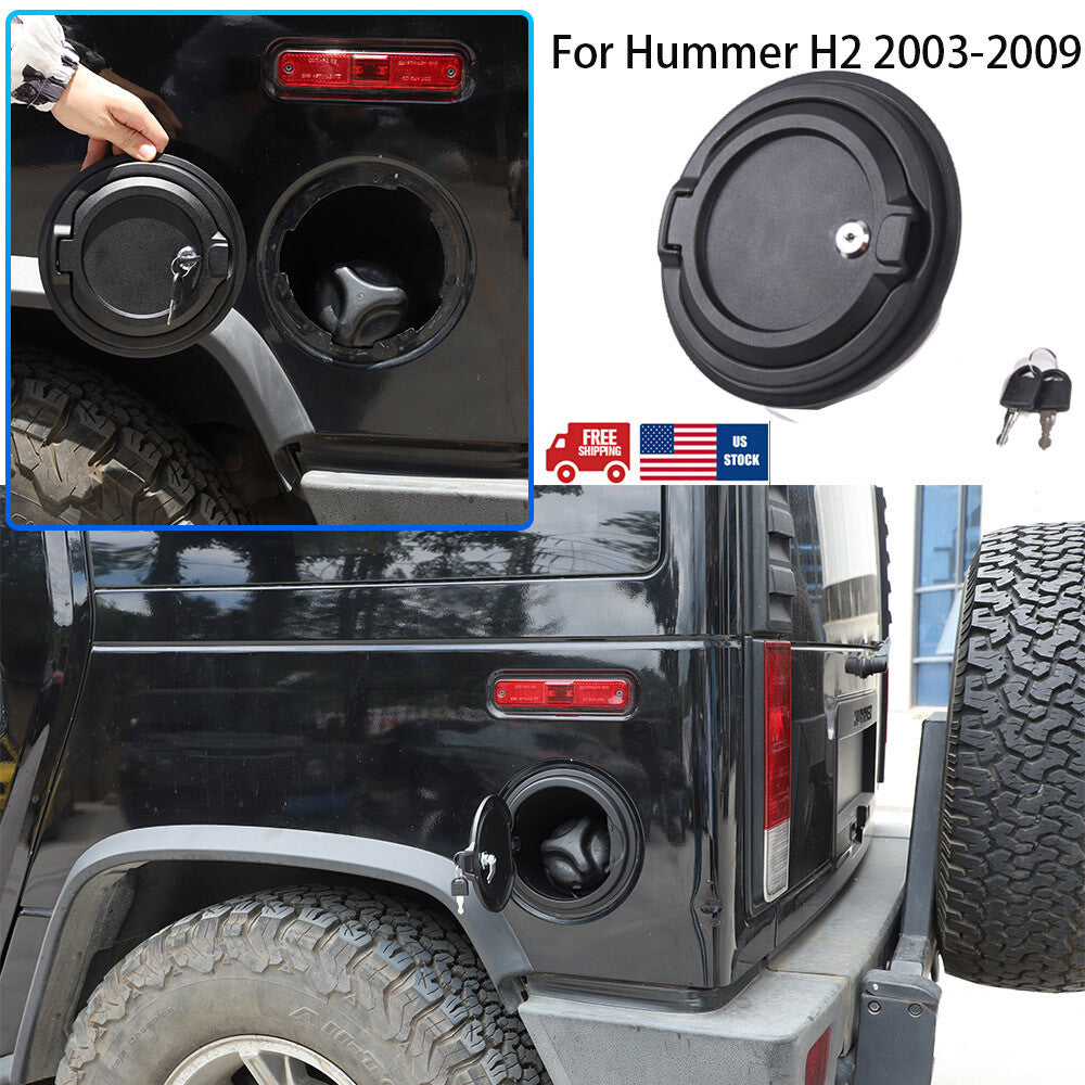 For Hummer H2 2003-2009 Black Locking Fuel Door Gas Tank Cap Cover Aluminum US 1